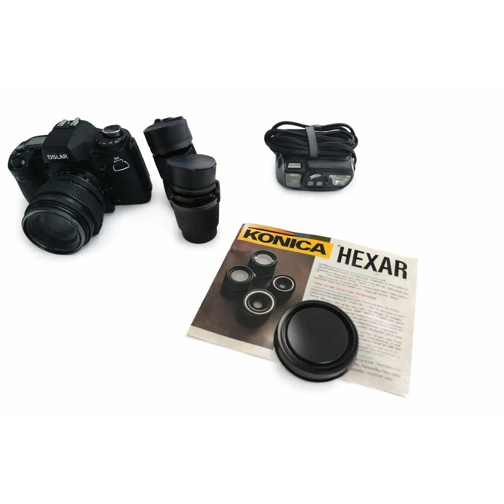 Konica Autoreflex TC 35mm SLR Film Camera Bundle 1970s-1980s